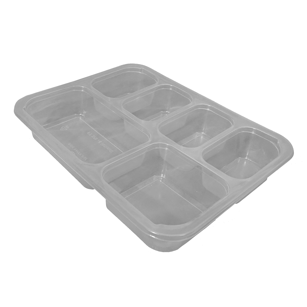 227x178 H:37 6 Bölmeli Şeffaf Yemek Kabı