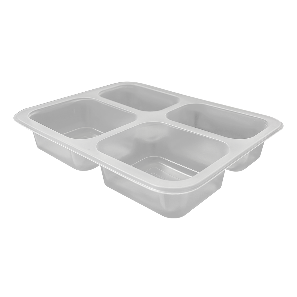227x178 H:37 4 Bölmeli Şeffaf Yemek Kabı